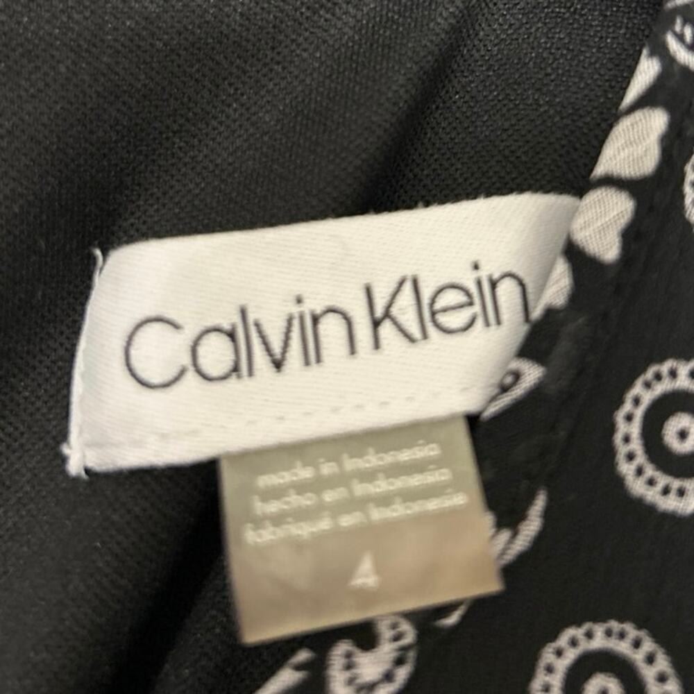 CALVIN KLEIN Black & White Floral 3/4 Sleeve Shift Dress Size 4 - Picture 12 of 14